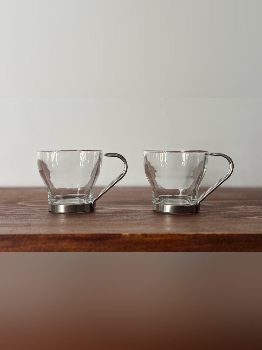 Espresso Coffee Cup Glass Clear with Metal Handle 3.5 Oz